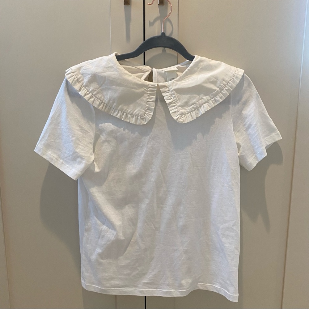 White Tee with collar detail